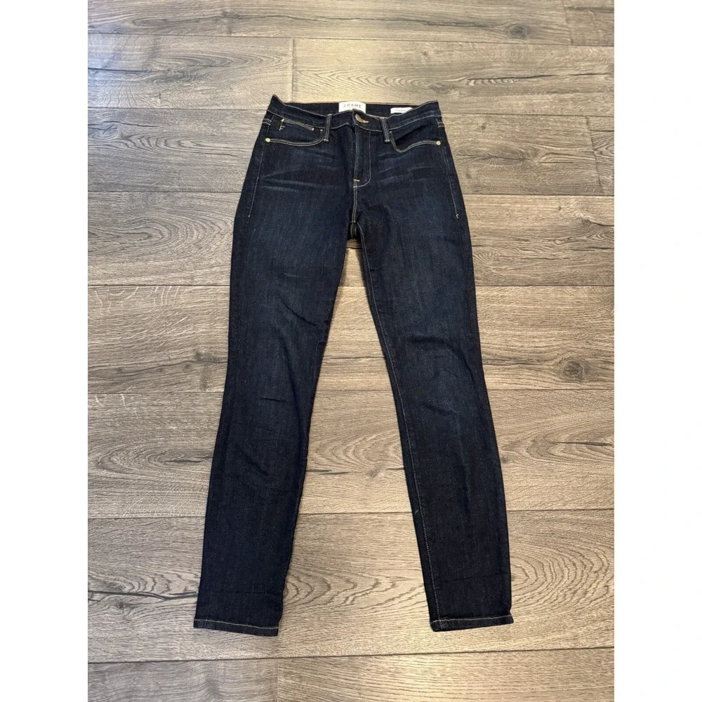 Frame Jeans Womens Size 26x26‎ Dark Wash Cotton Stretch Mid Rise Denim - Picture 1 of 6